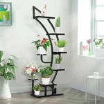 6 Tier 9 Potted Steel-wood Plant Stand Curved Flower Holder Shelf W/ Hanger. Fixed Price $58.95.