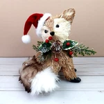 Natural Sisal Fox Hat Holly Pinecone Snow Glitter Faux Fur Tail 7 Winter. Fixed Price $12.99.