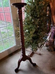 Vintage French Tourchere Wood Pedestal Plant Stand Twisted 52". Fixed Price $490.00.