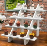 Mygift 4-TIER Display Stand Vintage White Wood Collectible Stair Shelf Retail. Fixed Price $50.00.
