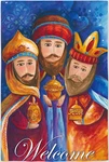 New Large Evergreen Double Sided Welcome Christmas Flag Three Wise Men 29 X 43. Fixed Price $21.00.