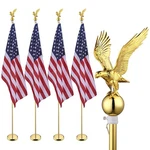 Yescom 8FT Indoor Flag Pole Kit Eagle Topper Aluminum Gold W/ Base Us. Fixed Price $249.90.