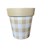 Studio M - 15" Art Planter Tan And White Check AP15136. Fixed Price $45.00.