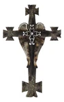 Black Biker Iron Cross With Angel Wings Layered Faux Wooden Wall Plaque. Fixed Price $39.99.