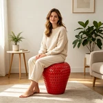 Strawberry Fruit Stool, 13.4"OVERSIZED Resin Home Decor Plant Stand Chair. Fixed Price $109.00.
