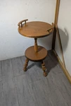 Vintage Rustic Country Wood Round Pedestal Table Telephone Plant Stand Gallery. Fixed Price $108.00.