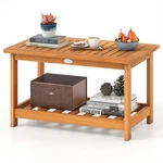 Acacia Wood Slatted Coffee Table 2-TIER Outdoor With Lower Shelf For Patio. Fixed Price $111.84.
