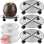 Planterhoma 3X 13" Metal Caddy Black With Wheels Dolly Stand. Fixed Price $41.99.