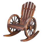 Rustic Wagon Wheel Yard Deck Seat Wooden Home Outdoor Rocking Chair. Fixed Price $74.99.