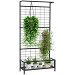 Outsunny Tall Plant Stand Trellis Hanging Bar Metal Holder Flower. Fixed Price $138.02.