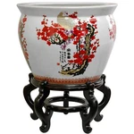 12" Cherry Blossom Porcelain Fishbowl. Fixed Price $119.00.