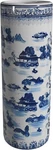 Floral Blue & Gray Porcelain Umbrella Cane Stand Holder Floor Vase Plant Vine. Fixed Price $127.99.