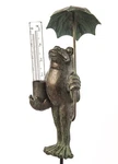 Evergreen Metal Frog Statue With Umbrella Glass Rain Gauge Garden Deco. Fixed Price $34.74.