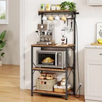 Bakers Rack With Power Outlet, Kitchen Shelves Microwave Stand Wire Grid. Fixed Price $62.86.