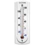 204-107 La Crosse 6.5" Indoor/outdoor Thermometer With Key Hider On Back White. Fixed Price $8.95.