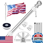 Zmtech 5FT Stainless Steel Flag Pole W/ Solar Light, 180 Adjustable Bracket. Fixed Price $53.44.