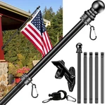 6FT Flag Pole Kit Heavy Duty Bracket Metal With 2 Rotating Rings For Garden. Fixed Price $21.99.