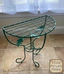 Vintage Green Wrought Iron Metal Plant Stand Accent Half Moon Table 15.25 X 19". Fixed Price $65.00.