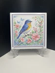 New!! Bluebird Floral Ceramic Tile 4X4 Garden Decor Gift W/ Stand. Fixed Price $10.00.