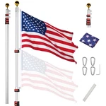 Yescom 25' Telescoping Flagpole Kit Portable Display Sign For Events Silver. Fixed Price $119.90.