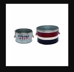 Transpac Patriotic Outdoor Tin Planter Set Of Two, 15" X 9", 12" 7", Nib. Fixed Price $35.00.