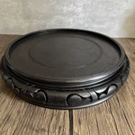 Vintage 9.5 Round Asian Oriental Brown Wood Plant Jar Vase Stand Display Base. Fixed Price $65.00.