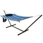 Costway Hammock Cotton Swing Chair Steel Stand Set W/ Pillow Cup Holder Camping. Fixed Price $78.99.