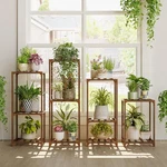 Bamworld Plant Stands Indoor 4 Sets Shelves Outdoor Wooden Holder.... Fixed Price $45.24.