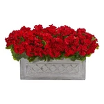 Nearly Natural 18" Geranium Artificial In Stone Planter Uv Resistant. Fixed Price $159.99.