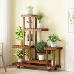5 Tier Plant Stand Pine Wood Rolling Flower Pot Holder Shelf Rack Indoor Outdoor. Fixed Price $39.91.