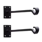 Set Of 2 Lodge Straight Iron Brackets W/multiple Hooks, 14 In. Long, Black Powde. Fixed Price $42.48.