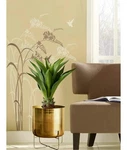 Serene Spaces Living Gold Planter With Detachable Stand Modern Metal Pot Indoor. Fixed Price $19.99.