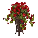 Nearly Natural Geranium Artificial In Stand Planter Red. Fixed Price $133.99.