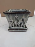 Better-gro Ceramic Set Of 2 Pots 5.5" Beige Glazed Planters With Drip Tray. Fixed Price $19.99.