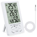 Neoteck 3 In 1 Thermometer Hygrometer With Clock Large Lcd 4.9FT, White. Fixed Price $26.99.