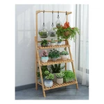 Folding Wood Shelf Plant Stand Multi Tier Flower Storage Rack Indoor Outdoor Usa. Fixed Price $35.90.