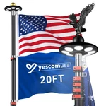 Yescom Ez Go 20' Telescopic Flag Pole Kit Solar Light Us Eagle Topper Black. Fixed Price $199.90.