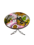 Stained Glass Butterfly Floral Plant Stand Garden Side Table Metal Base. Fixed Price $23.99.