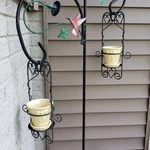 Hanging Plant Holders Pair Black Wrought Iron Heart Scroll Metal Farmhouse Decor. Fixed Price $14.98.