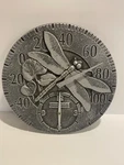 12" Round Springfield Dragonfly Metal Thermometer Clock. Fixed Price $50.00.