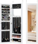 Elegant Full Length Mirror Jewelry Cabinet With Makeup & Storage - White. Fixed Price $124.99.