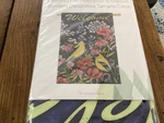 Evergreen House Flag Welcome Birds Flowers Linen Double Sided 29"X43" New. Fixed Price $10.00.