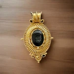 Joan Rivers Roman Cameo Pendant Black Intaglio Gold Tone Enhancer. Fixed Price $34.95.