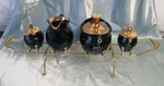 Art Deco 1950'S Ceramic Black/gold Table Centerpiece Set On Metal Stand. Fixed Price $18.75.