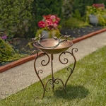 Zaer Kateryna Antique Copper Finish Birdbath With Ornate Stand, Small (24" Tall). Fixed Price $100.79.