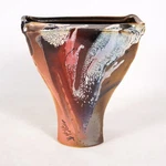 Christopher Heede Glazed Raku Pottery Vase Ceramic Flower Planter Urn 8"X8". Fixed Price $79.99.