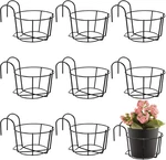 10 Pcs Round Hanging Flower Stand Balcony Planters Railing Metal Rack Fence. Fixed Price $46.92.