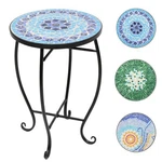 Mosaic Outdoor Side Table 14" Round End Accent Plant Stand For Patio. Fixed Price $45.89.