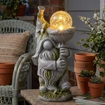 Solar Gnome Outdoor Garden Statue Whimsicle Crackled Glass Yard Patio Home Decor. Fixed Price $22.72.