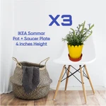 Ikea Sommar Plant Pot & Saucer (3 Sets) - Yellow/red Metal Indoor/outdoor. Fixed Price $18.73.
